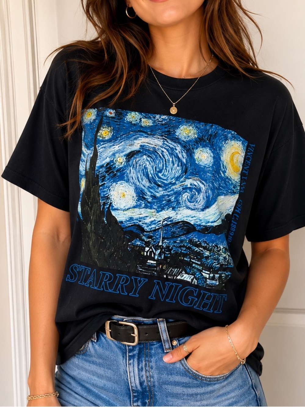 Black 'Starry Night' Graphic Tee